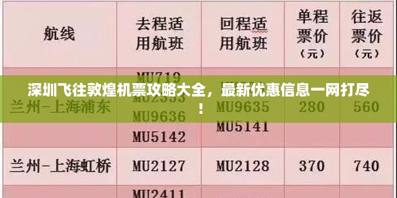 深圳飞往敦煌机票攻略大全，最新优惠信息一网打尽！