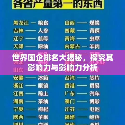 世界国企排名大揭秘，探究其影响力与影响力分析