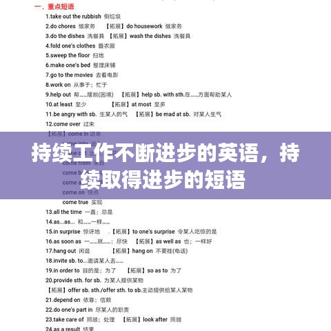 持续工作不断进步的英语，持续取得进步的短语 