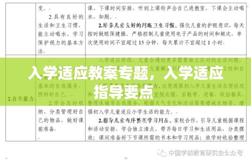 入学适应教案专题，入学适应指导要点 