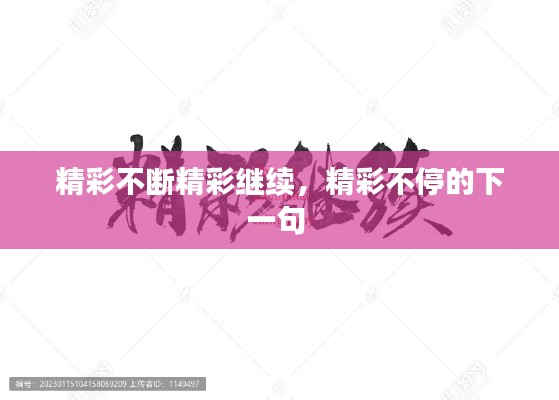 精彩不断精彩继续，精彩不停的下一句 