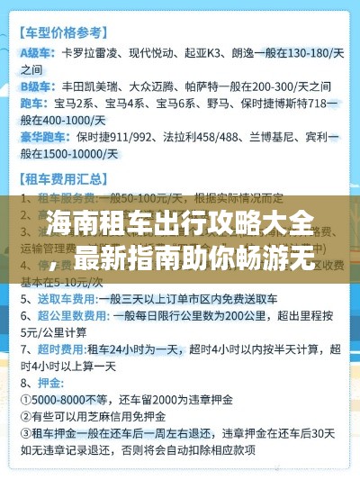 海南租车出行攻略大全，最新指南助你畅游无忧！