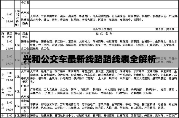 兴和公交车最新线路路线表全解析